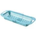 Cestello scolapiatti retrattile per lavello da cucina in blu, colino per verdure regolabile. - Blu