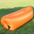 Portable outdoor inflatable air sofa camping lazy lounger orange sleeping bag chair - Orange