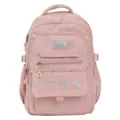 Rosa Sternmuster Schulrucksack Detailansicht, süße Schultasche mit Fächern für Schüler. - Ohne Anhänger / Rosa
