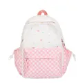 Süßer rosa karierter Pünktchen Rucksack für Schülerinnen leichte lässige Tagesrucksäcke - Groß (Ohne Anhänger) / Rosa