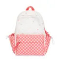 Süßer rosa karierter Pünktchen Rucksack für Schülerinnen, lässiger Tagesrucksack. - Groß (Ohne Anhänger) / Rot