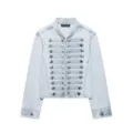 Veste en jean bleu clair de style militaire avec des boutons métalliques et col mao. - XS / Hauts / Bleu clair