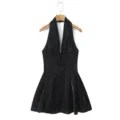 Schwarzes trägerloses plissiertes Minikleid, französischer sexy Slim-Fit Partykleid für Damen. - S / Kleider / Schwarz