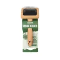 Wooden pet slicker brush for dogs and cats, perfect for removing loose pet hair easily. - Lotus Wood Small Slicker Brush