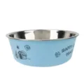 Light Blue Stainless Steel Pet Bowl Dog Food Water Bowl Cute Cartoon Printed Design - Large Size 17.4cm*178g / Blue