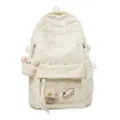 Japanischer weißer Rucksack mit Sternenmustern, transparenter Vordertasche und Plüschanhängern. - Ohne Anhänger / Weiß