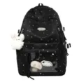 Japanischer Stil schwarzer Stern Print transparenter Fronttasche Schulrucksack Jugendliche - Ohne Anhänger / Schwarz