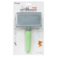 Pet grooming slicker brush for dogs and cats with ergonomic green handle and metal pins. - Large Slicker Brush Pin Length 13mm