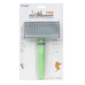 Pet Slicker Brush Green Dog Cat Grooming Comb with Stainless Steel Fine Pins for Hair - Medium Slicker Brush Pin Length 17mm