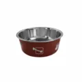 Stainless steel pet bowl with red outer finish, durable dog and cat feeding food bowl. - S / Cinnabar Red