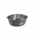 Stainless steel pet bowl with non-slip base and cute paw prints, durable dog and cat food feeding bowl. - S / Gentleman Grey