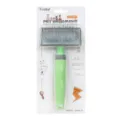 Pet grooming slicker brush with 135 degree metal pins, ergonomic green handle for dogs cats. - Small Slicker Brush Pin Length 25mm
