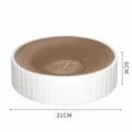 Round cat scratcher bowl with white ribbed shell and dense corrugated paper insert - 93522 / White (Small)