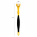 Pet three-headed toothbrush for cats and dogs, yellow and black handle for easy oral teeth clean. - Bulk (93044) / Yellow and Black