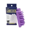 Silicone pet bath and massage brush with soft conical teeth for puppy grooming and daily care. - Purple Dog