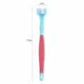Pet three-headed toothbrush dog cat oral cleaning teeth care tool blue red 17.5cm - Bulk (93044) / Blue Red