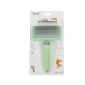 Pet grooming brush for cats and dogs, self-cleaning slicker brush with comfortable handle. - Square Head Slicker Brush with Tips, Medium, 18x10.7x5cm