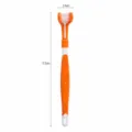 Pet three-headed toothbrush for cats and dogs, orange and white, 17.5cm oral cleaning tool. - Bulk (93044) / Orange