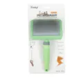 Green pet slicker brush with fine metal pins for grooming, detangling and massaging cats dogs - Square Head Slicker Brush with Tips, Large, 20.2x11.5x6.3cm