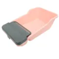 Rosa Katzenklo halboffene Katzentoilette mit grauem Anti-Tracking Trittbrett fur Katzen - Rosa Katzentoilette