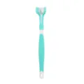 Pet three-headed toothbrush for cats and dogs, teal and white oral cleaning tool. - Bulk (93044) / Lake Blue