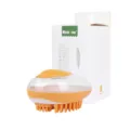 Pet bath brush silicone dog cat massage comb with shower gel soap dispenser orange - Orange