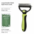 Professional double-sided pet dematting comb for dogs and cats, removes loose undercoat easily. - Green Large Double-Sided (17+9 Teeth)