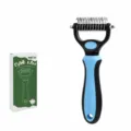 Small double-sided pet dematting comb for dogs and cats, blue and black grooming tool. - Blue Small Double-Sided (11+6 Teeth)