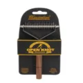 Pet grooming comb with wooden handle and metal teeth, ideal for cat and dog undercoat care. - Double-Sided Dematting Comb