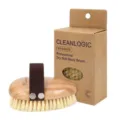 Brosse pour le corps en bois naturel avec poils souples et sangle élastique pour le brossage. - Modèle en forme de goutte avec vernis clair