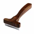 Wooden pet grooming comb for cats and dogs, vintage shedding tool with stainless steel teeth. - Dematting Rake Small