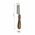 Wooden handle pet grooming comb with fine metal teeth for cats and dogs, 18.1cm length, 46g weight. - Fine-Tooth Comb