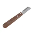 Pet grooming comb with wooden handle and stainless steel teeth for daily pet shedding care. - Right-Handed Stripping Knife