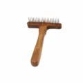 Wooden pet grooming rake comb with metal teeth for dogs and cats de-shedding care tool - Single Row Tooth Rake Comb