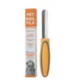 Pet nail file for dogs and cats, professional stainless steel pet grooming tool with anti-slip handle. - Orange