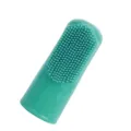 Green silicone pet finger toothbrush, soft bristles for dog and cat dental care cleaning. - Green