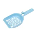 Blue cat litter scoop, plastic pet poop cleaning tool with cute hollow cat face and hanging hook. - Blue