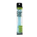 Pet finger toothbrush, soft silicone dog teeth cleaning tool with clear box packaging. - Blue