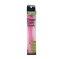 Pink silicone pet finger toothbrush for dogs oral cleaning with clear retail packaging. - Rose Red
