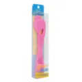 Pet silicone finger toothbrush in pink, dog oral cleaning tool with clear retail packaging. - Rose Red Carrot