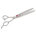 Forbici professionali per toelettatura di animali domestici argento con cristallo rosa - 92832 Forbici per sfoltire argentate