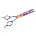 Forbici per toelettatura animali arcobaleno, sfolzatrice professionale in acciaio inox. - 92842 Forbici per sfoltire in acciaio colorato