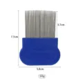 Pettine antipulci per animali con denti in acciaio inox e manico blu per cani e gatti. - Pettine antipulci blu a denti lunghi