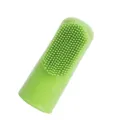 Green silicone pet finger toothbrush for dogs and cats teeth cleaning, soft pet dental tool variant. - Green