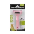 Pink pet deshedding brush with V-shaped comb teeth for cat and dog grooming tools. - S / Pink