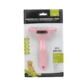 Professional pet deshedding brush with pink handle and V-shaped comb design for easy grooming. - L / Pink
