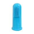 Brosse à dents de doigt pour animaux de compagnie en silicone bleu pour nettoyage quotidien. - Bleu