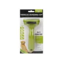Pet deshedding brush for cats and dogs, ergonomic green handle for easy grooming and undercoat care. - S / Green