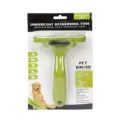 Professional pet deshedding brush with dense teeth for cat and dog hair grooming and care. - L / Green