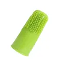Brosse à dents de doigt pour animaux en silicone vert avec poils souples soin dentaire SKU. - Vert